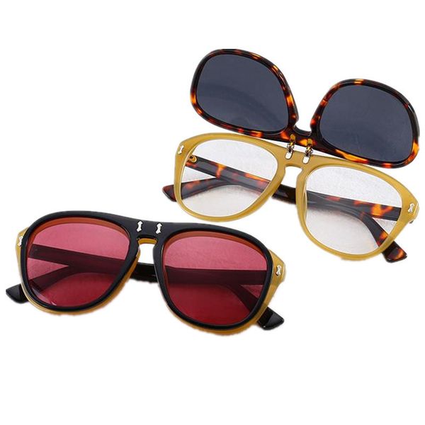 

fashion women & men steampunk sunglasses double clamshell sun glasse goggles anti-uv spectacles hip hop eyeglasses ornamental a, White;black