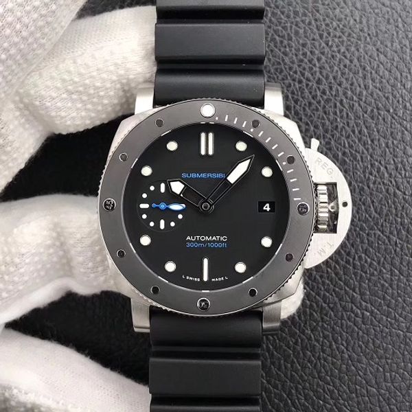 

42mm sapphire crystal 683 00683 automatic vs vsf mechanical men watch men's wristwatch rubber strap waterproof, Slivery;brown