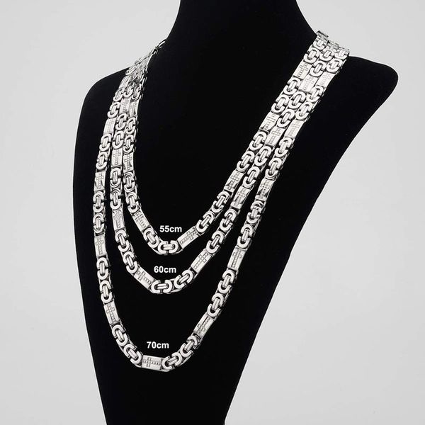 

new arrival 8mm silver stainless steel flat chain mens byzantine bracelet necklace set jewelry 55cm/60cm/70cm