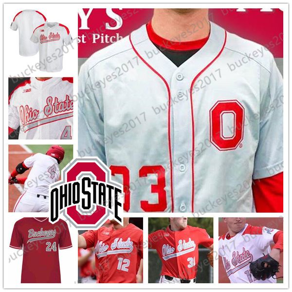 

ncaa ohio state buckeyes бейсбол серый белый красный ретрид трикотажные изделия № 13 марти каров № 18 боб тодд № 22 стив арлин № 27 фред тей, Black