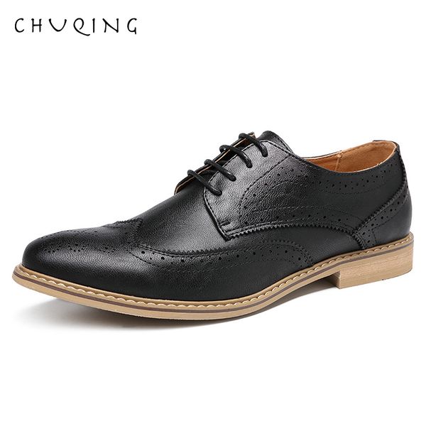 

chuqing 2019 new bullock carved men's shoes in summer formal shoes, Black