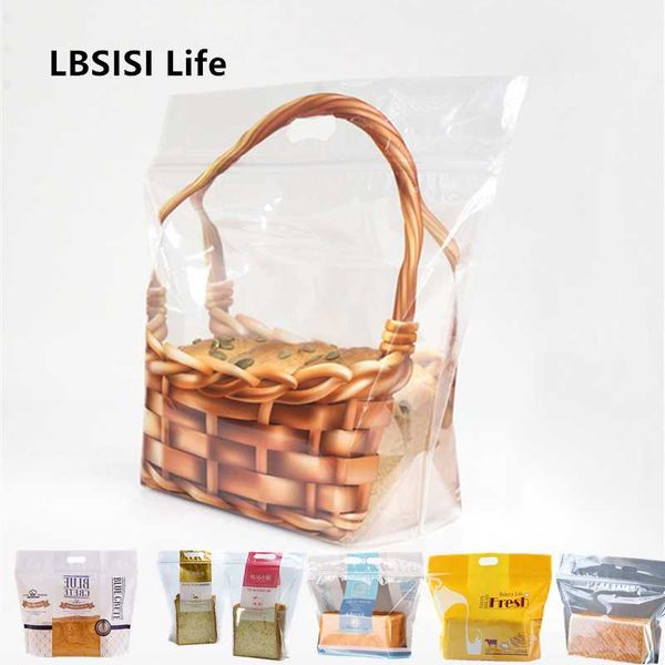 

lbsisi life 50шт пластиковые фрукты toast хлеб мешки с окном zipper ручка партии свадебные принадлежности вынимают сумки
