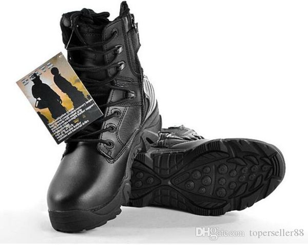 

tactical combat army brand male shoes zipper design delta swat boots dro non-slip soles mens shoes waterproof uppers, Black