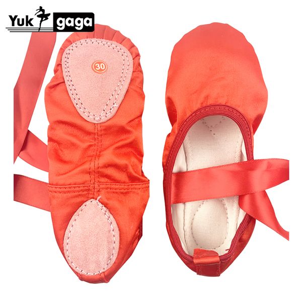 

2020 new satin ballet shoes with ribbon straps round toe indoor yoga shoes girls soft split sole satin dance ballerina sho