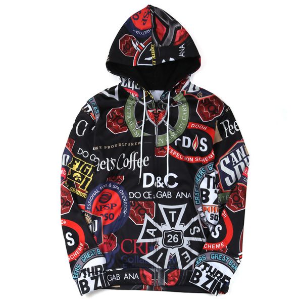 

mens autumn designer cardigan sweatshirts zipper floral print homme clothing long sleeve crew neck fashion style casual apparel, Black