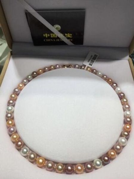 

envÃ­o gratis >>>> venta caliente 9-10mm agua dulce collar de perlas naturales de plata 925, Silver