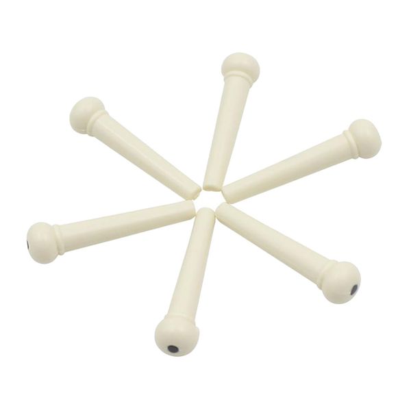 

1 set white acoustic guitar bridge saddle pins nut parts w/ black dot
