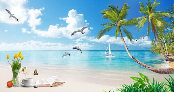 

custom any size beach mural 3d wallpaper 3d wall papers for tv backdrop natural 3d wallpapers