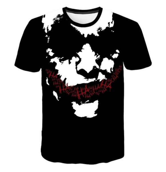 

2019 new fashion dark knight 3d printed t shirt men joker face casual o-neck male tshirt clown short sleeve cosplay funny t shirts u1911, White;black