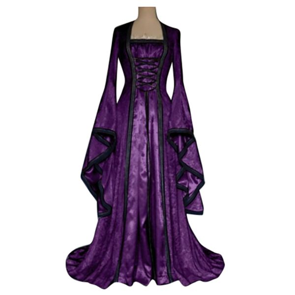 

gothic medieval dress cosplay carnival halloween costume for women dresses retro court long robe noble princess party clothes, Silver