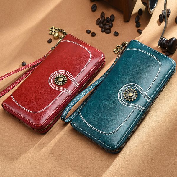 

short leather long wallet ladies new fashion high-grade leather coin purse student multi-function multi-card peacock blue wallet 373