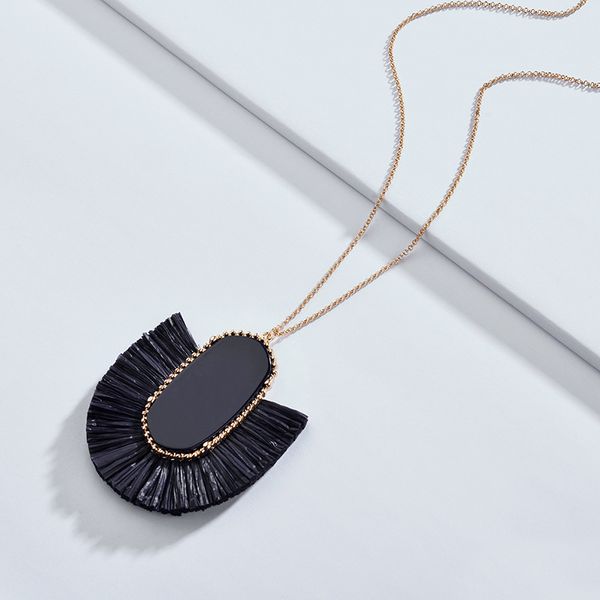 

2018 ethnic bohemia women dangle pendant necklaces fanshaped alloy acrylic sheet necklaces for women fashion jewelry pendientes oorbellen, Silver