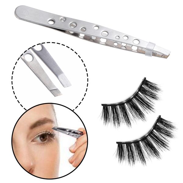 

1pcs stainless steel eyebrow tweezersclip eyelash extension hair removal slant tip portable professional makeup tools applicator