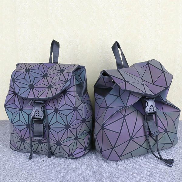 

1 pc luminous rhombic backpack women girls geometric book school bag handbag multi-purpose travel backpack satchel dropship new
