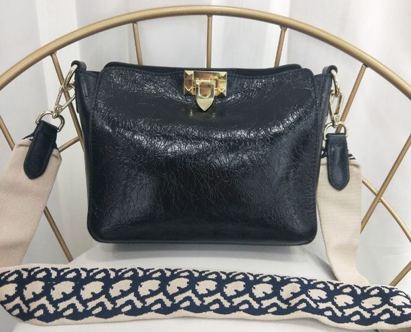 

designer crossbody bags women fashion shoulder bags burst crack grain cow leather wide strap versatile casual bags