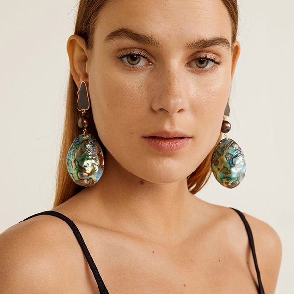 

new fashion abalone shell big drop dangle earring for women unique design natural pearl shell statement earrings wedding jewelry, Silver