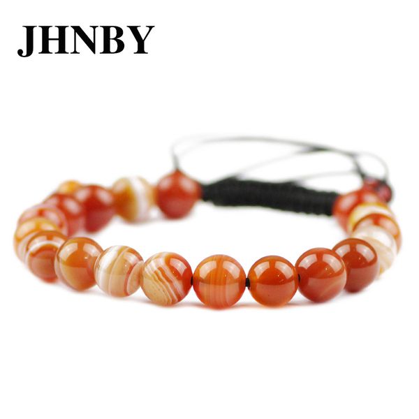 

jhnby red stripe carnelian beads bracelets for women 6/8/10/12mm natural stone braided/elastic rope bangle men jewelry dropship, Black