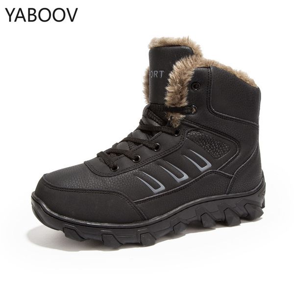 

мужская кожа снега сапоги узелок голеностопного кроссовки chaussure homme high top зимняя обувь с теплой меховой подкладке большой размер 47, Black