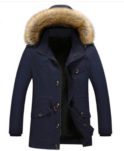

мужчины зимние куртки royal blue пальто черный теплый пуховик с капюшоном открытый меха мужские толстые искусственного меха inner ветровки п, Black