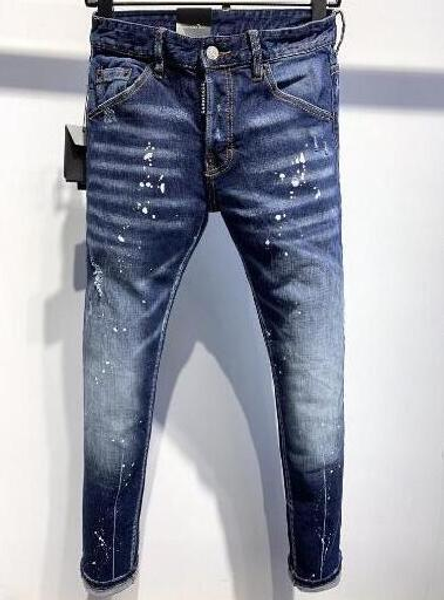 

new brand d2 men jeans denim jean embroidery tiger pants holes d2 jeans zipper men pants trousers skinny dsquared2 jeans men 000000fbd6#, White