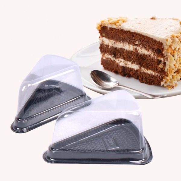 

10pcs triangle cake box plastic sandwich packaging cake boxes plastic packing box gift bakery packaging (black