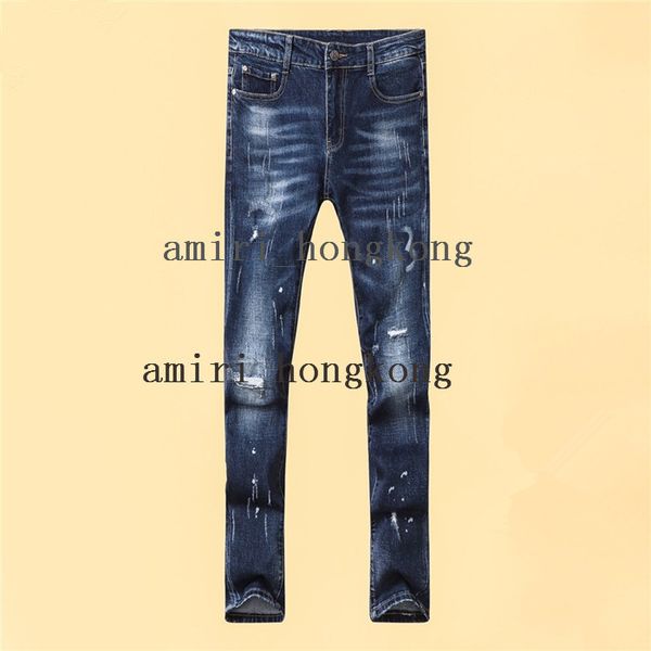 

19 ss summer french solid classic style luxury slim fit motorcycle biker denim men's fashion designer straight jeans size 28-38, Blue