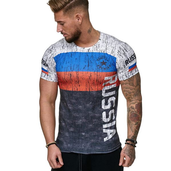 T-shirt da uomo Svezia Spagna Portogallo Russia T-shirt 2021 Fashion Flag Print T-shirt da uomo manica corta da uomo estiva casual quotidiana