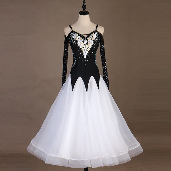 

custom size women dance competition performance ballroom dress, Black;red