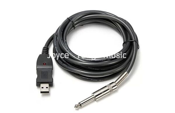 

black 10ft electric guitar usb link cable adapter record to computer for pc/mac