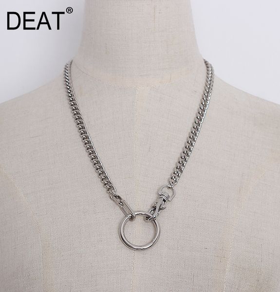 

deat] 2019 new summer spring circularity temperament all-match tide necklace women clavicular chain necklace fashion tide jg65, Silver