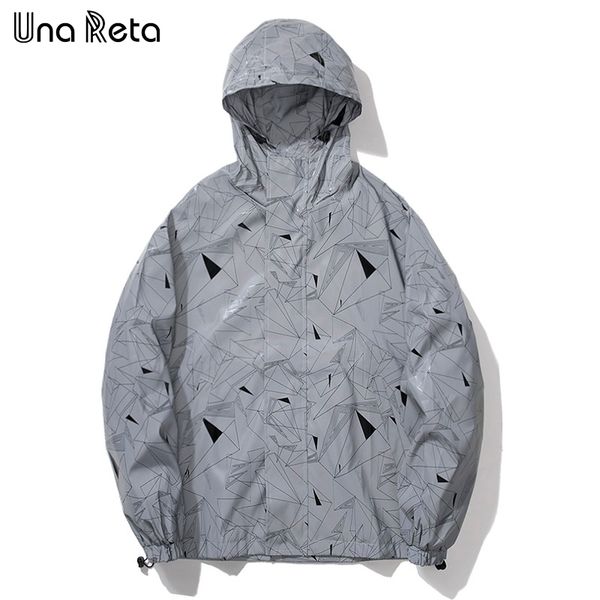 

men's jackets una reta men fashion loose party tracksuit coat man hip hop reflective noctilucent hooded jacket streetwear, Black;brown