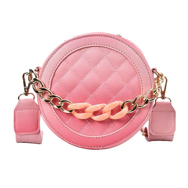 

2019 brand women pu leather crossbody bag fashion gradient round shape handbags designer messenger bags for women shoulder bag