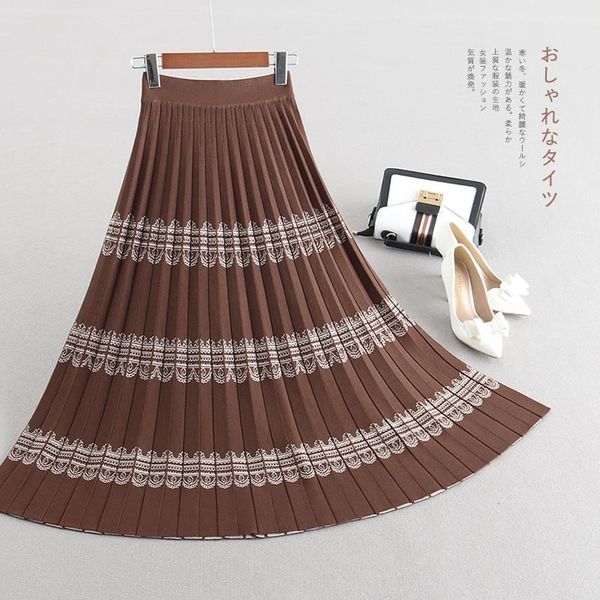 

knitting jacquard weave bouffancy longuette half-body skirt suit-dress 1909, Black