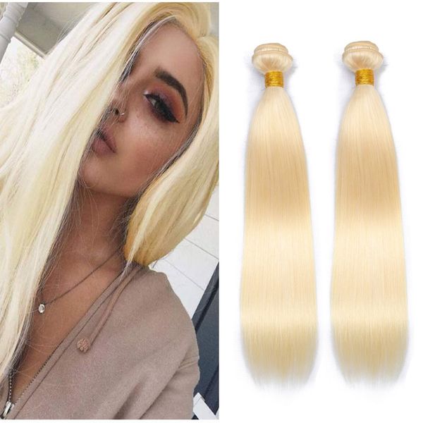 

malaysian human hair blonde 2 or 4 bundles 613# color silky straight 95-100g/piece blonde light color double wefts 10-30inch, Black