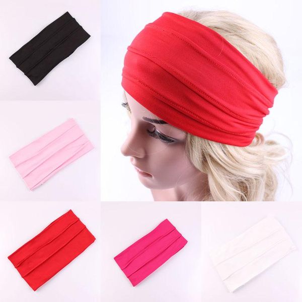 Cortinas de cores s￳lidas faixas de cabe￧a Wide Sport Sport Yoga Headband BandBand Wrap Fashion Mama Gift for Women Black Red White