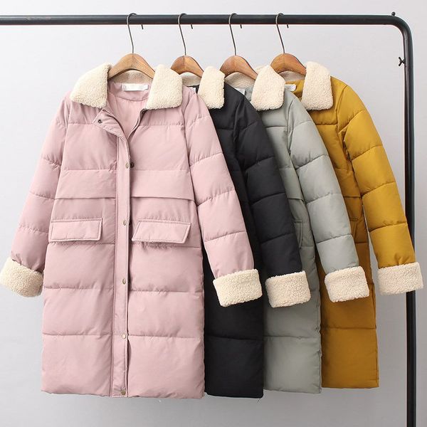 

winter jacket women long parkas thicken down cotton coats female elegant hooded warm padded slim long sleeve winter coat q1633, Tan;black