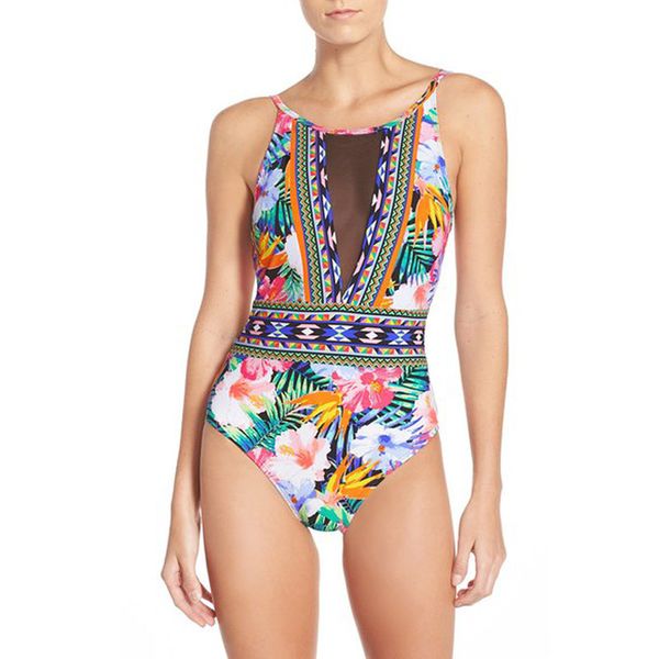 

designer swimsuit classic patterns swimwear for women seperated bikinis one piece swimsuits backless retro beach european style, White;black