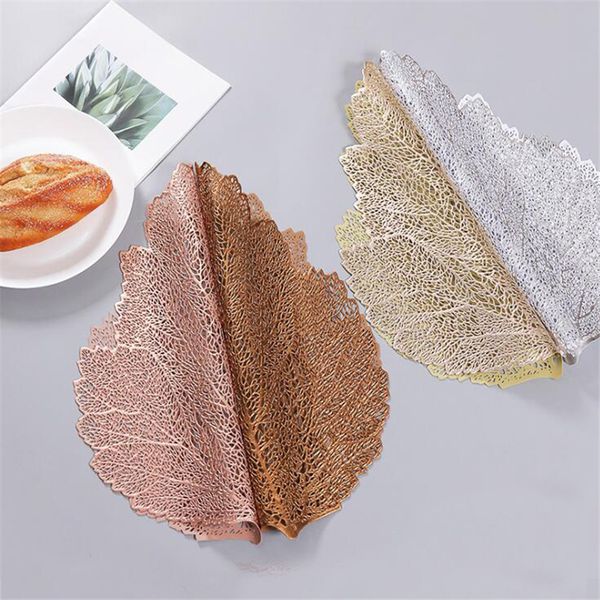 

home decorative table pad multifunctional non-slip placemat cup coffee table mats heat resistant pvc mat leaf pvc