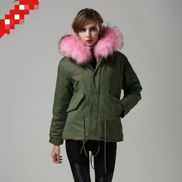 

2019 real raccoon hooded fur parka women fashion biggest fur parka women thicken detachable winter coat casual coat, Black;brown