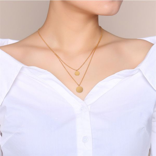 

accessories 2020 jewelry on the neck woman gold layered necklaces womens stainless steel chains necklace round pendants, Silver