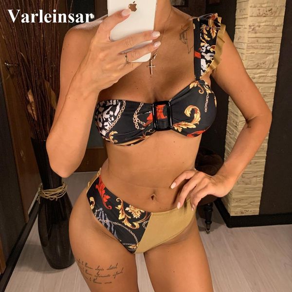 

одно плечо бикини высокой талией купальник 2019 женщины купальники две части бикини набор купальщица сплайсинга купальный костюм купальники, White;black