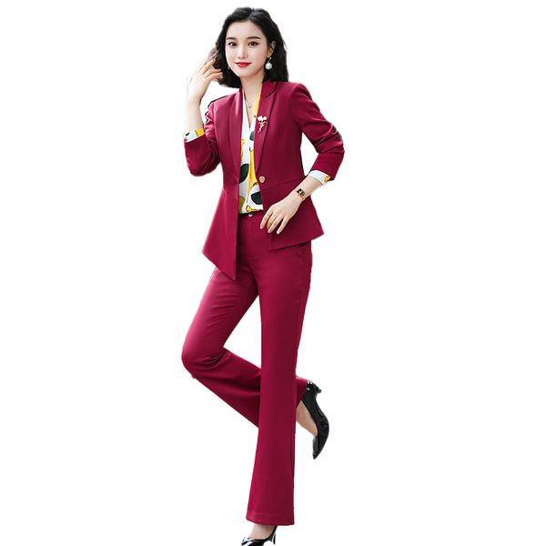 

female elegant formal office ol women pant suit black white long sleeve symmetrical blazer with trousers ladies suit 2pieces set, White;black