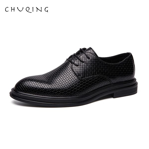 

chuqing mens dress slides zapatos fashion leather de hombre summer wedding shoes, Black