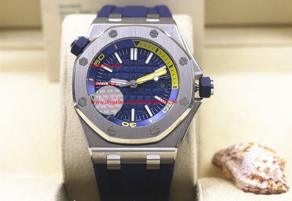 

factory supplier the 42mm latest version wristwatches automatic blue dial stainless steel mens watch watches rubber strap, Slivery;brown