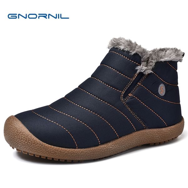 

gnornil warm men snow boots fashion winter boots men shoes non-slip casual waterproof plush male ankle plus size 38-46, Black
