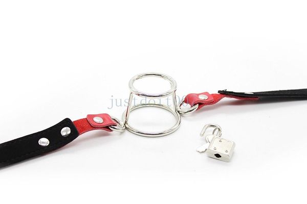 Bondage Acciaio inossidabile Orale Doppio O Ring in metallo Bocca Plug Gag Head Restraint coppie # R45