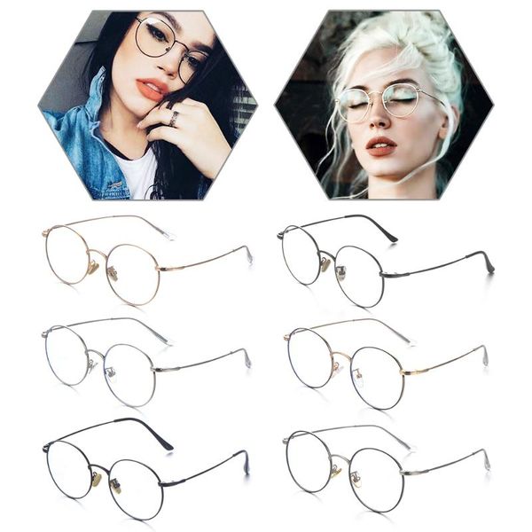 

classic retro round frame flat glasses fashion blue light blocking glasses anti glare uv filter computer goggles gaming, White;black