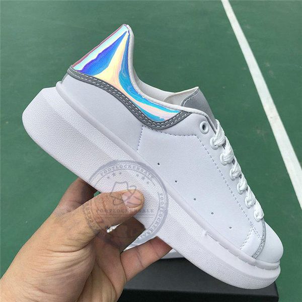 

2019 New Release Mens White Leather With Pink Golden Laser Blue Designer Sneakers Womens Fashion All Blacks Trainers Casual Luxury Shoes