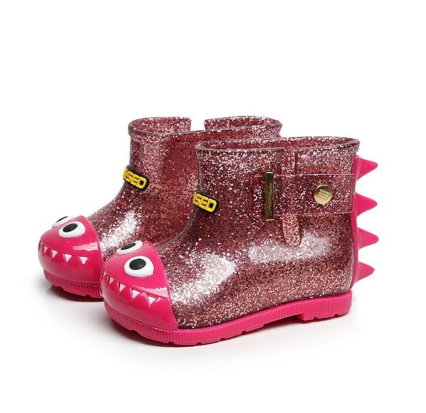 

детские резиновые сапоги с легкими ручками для детей малышей в форме динозавров детские ботинки 3 цвета, Black;grey