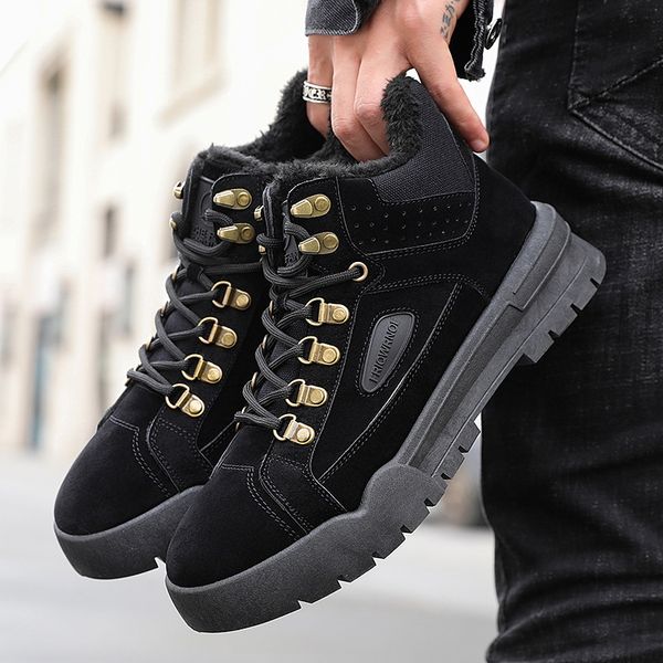 

men shoes fashion winter snow boots sneakers outdoor shoe casual snerakers hiking boots zapatos hombre sapato masculino l11-94, Black
